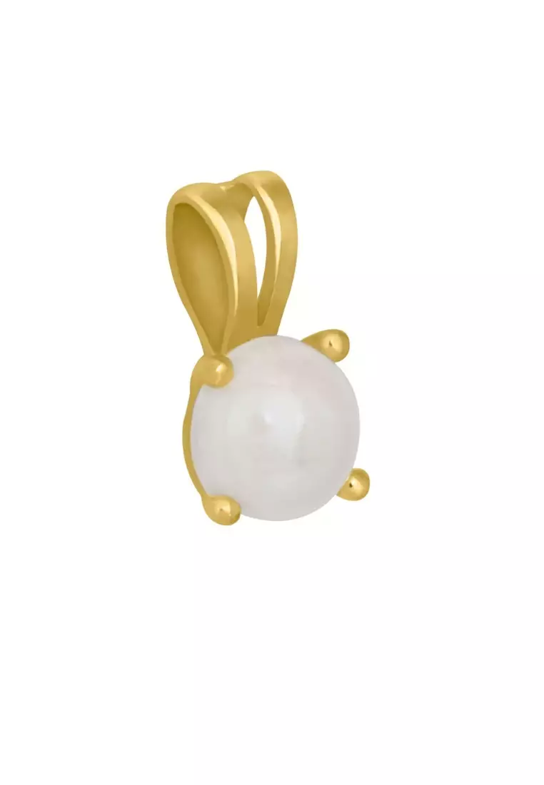 Birthstone Round Pendants- (June) Pearl 18k Gold