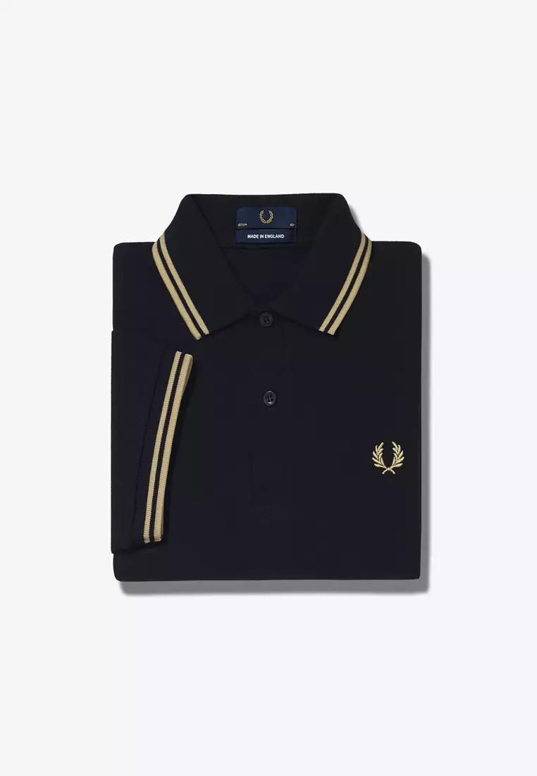 Fred Perry M12 Made in England Twin Tipped Fred Perry Shirt (Black / Champagne / Champagne)