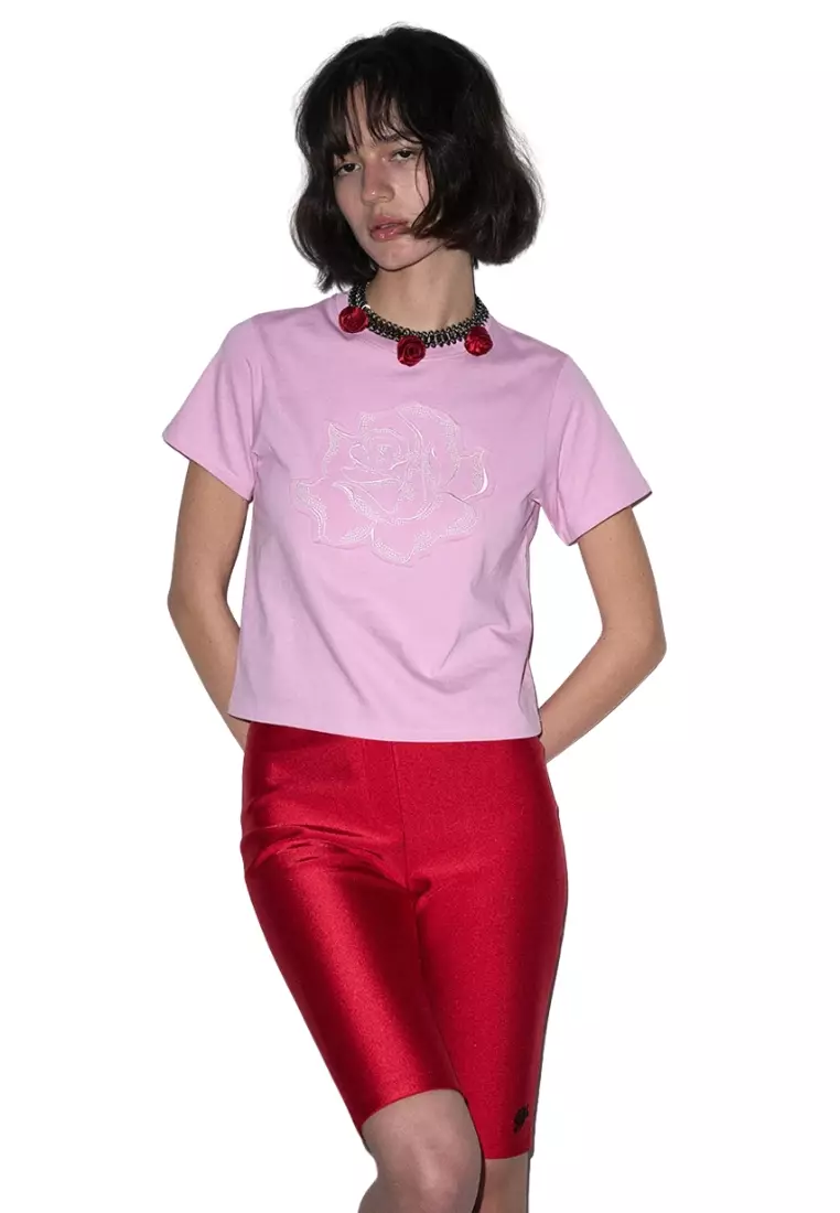 Slim Tshirt Rose Patch - Pink