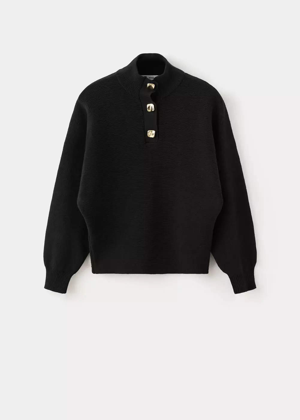 Sweater turtleneck dengan kancing permata sintetis