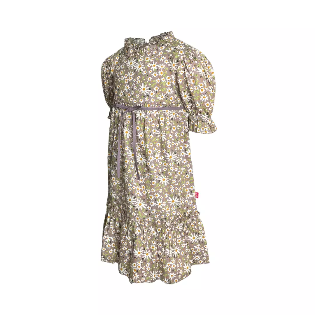Pingu Long Dress Anak Perempuan Printing Flower Cokelat 91000329