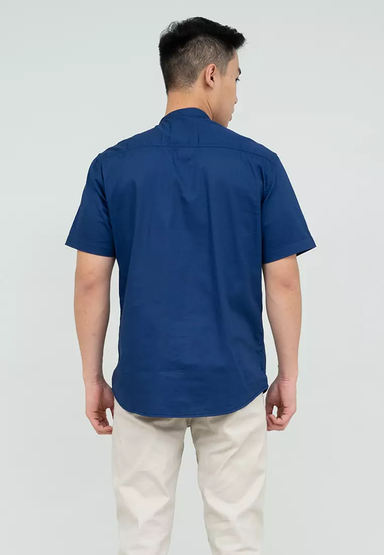 Houseofcuff Baju Koko Kemeja Lengan Pendek Pria Biru