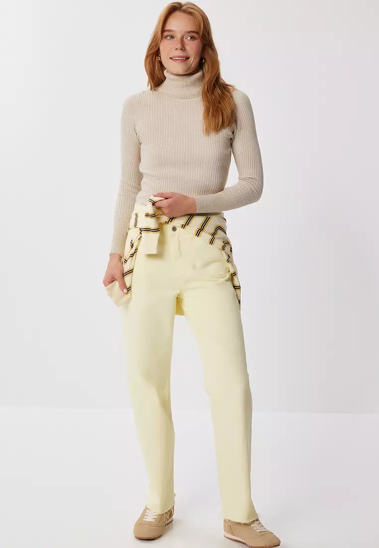 Turtleneck Ribbed Lycra Sweater