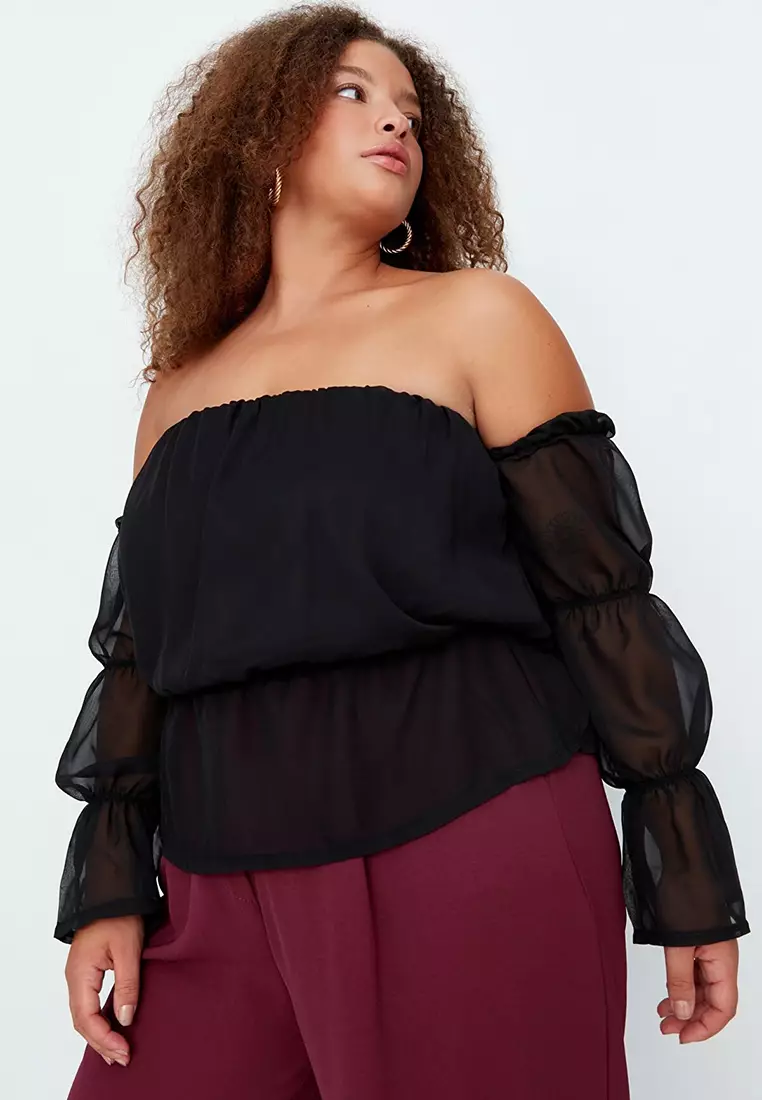 Buy Trendyol Black Plus Size Blouse 2024 Online ZALORA Singapore