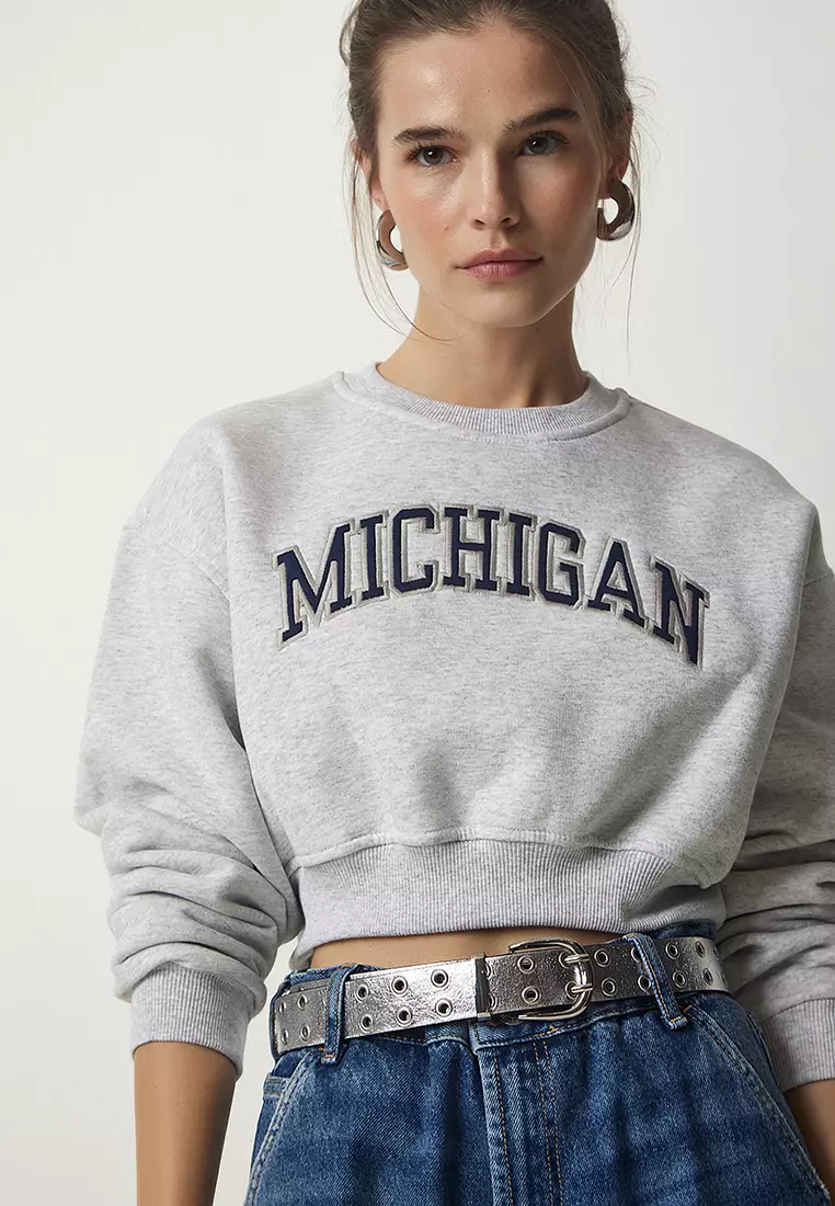 Embroidered Crop Sweatshirt