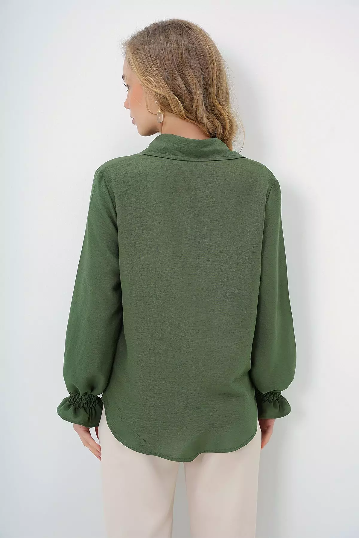 Women's Green Pearl And Stone Embroidered Aerobin Shirt Alc-X10085