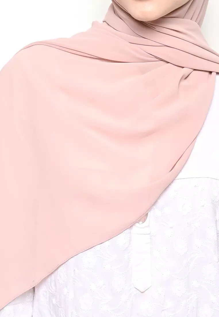 Pasmina  Cerutti Baby Doll Jahit Tepi Pale Pink