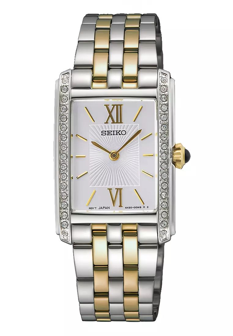 Seiko Ladies SWR093P1 - Jam Tangan Analog Wanita - White Dial - Dual Tone Stainless Steel