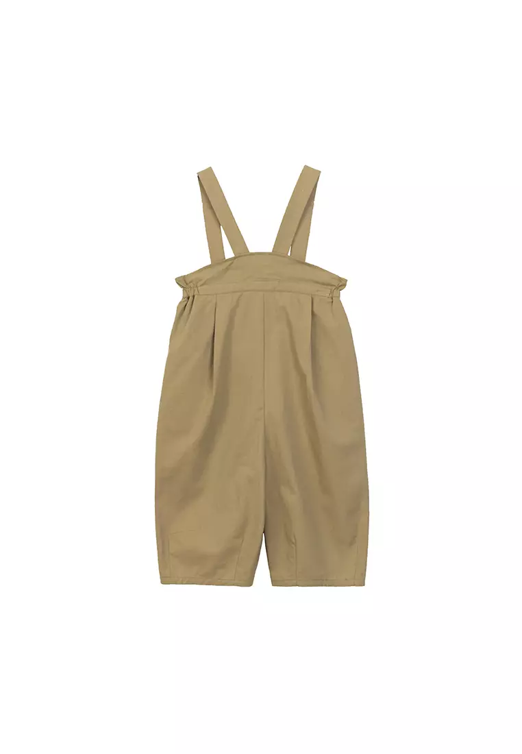 女大童背带裤不规则裁剪设计甜美背带裤