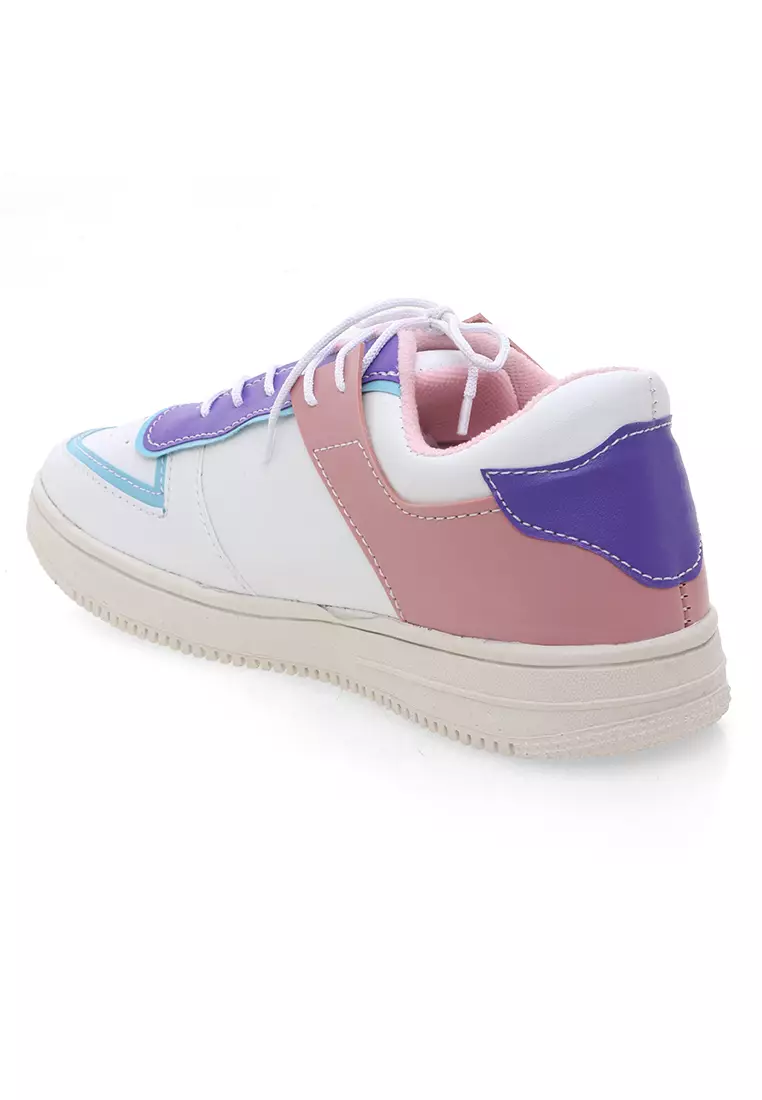 Sepatu Women Design Stylish Tali Putih Fashion Wanita - Salem Ungu