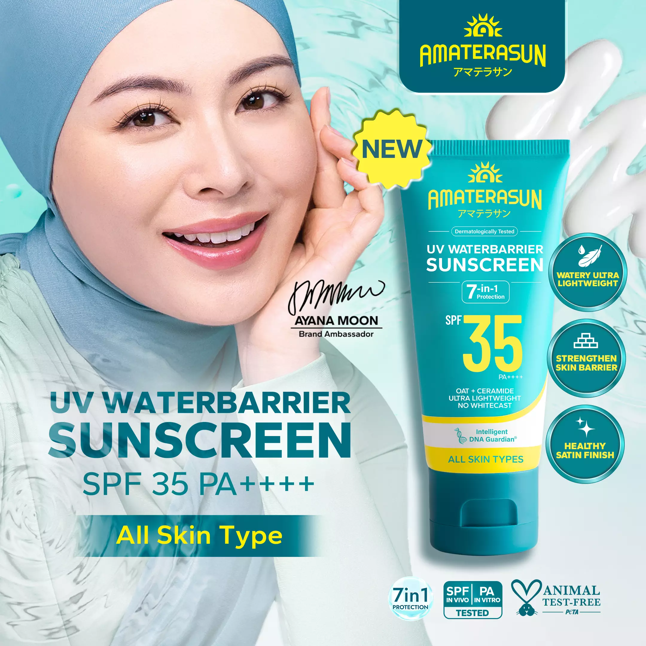 AMATERASUN [REAL SPF CERTIFIED]  UV WaterBarrier SPF 35 PA++++ - SUNSCREEN WUDHU FRIENDLY