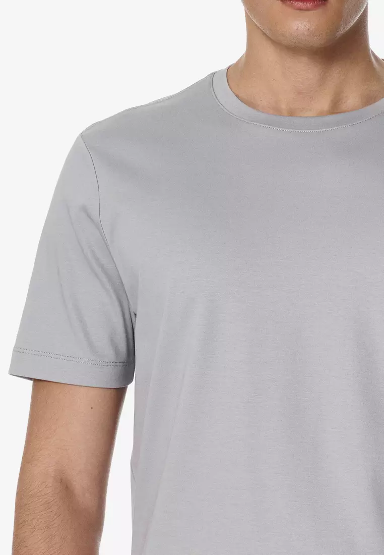 Light Grey Mercerized Cotton Crewneck T-Shirt