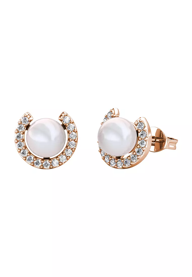 Gold and store pearl earrings