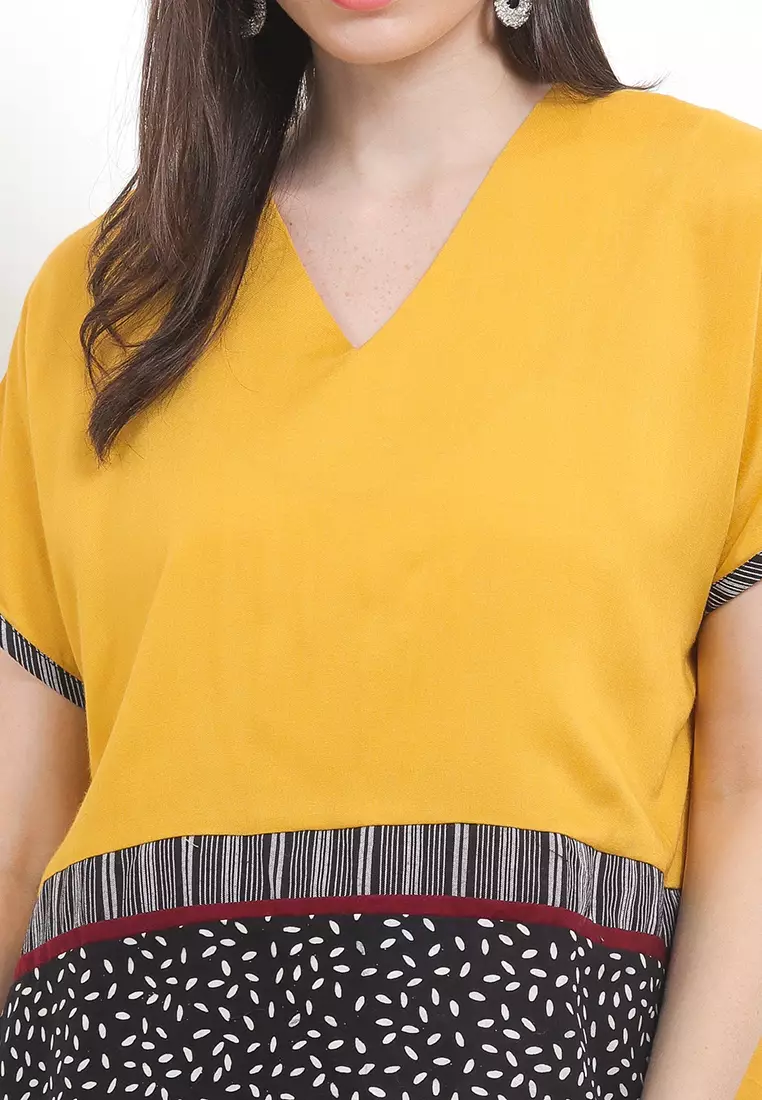 Zara Batik Blouse Cap Top Lengan Pendek