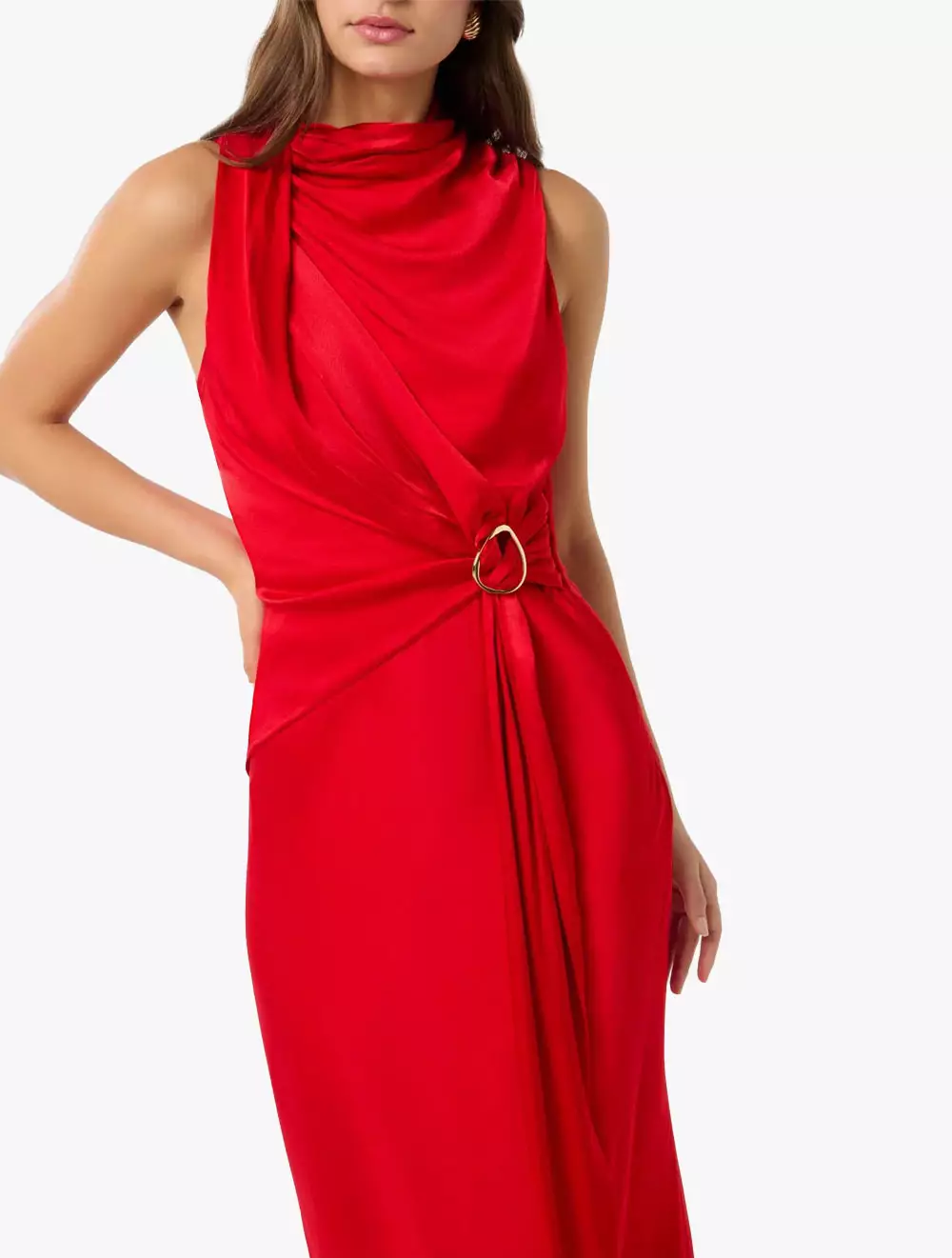 Sawyer | Wine Satin Draped Midi Dress main image 1