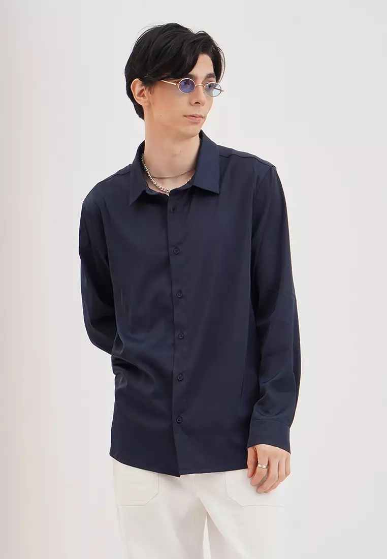 Buy Penshoppe Relaxed Fit Long Sleeve Satin Shirt Online ZALORA