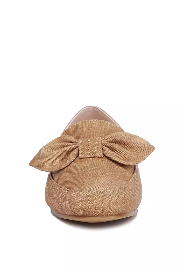 Sepatu Loafer Berhias Busur Tan