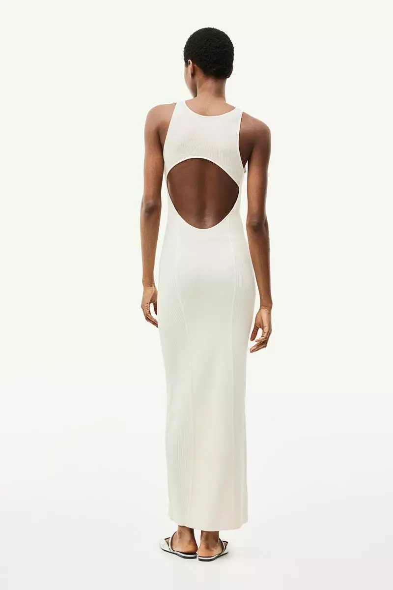 Open-back rib-knit dress
