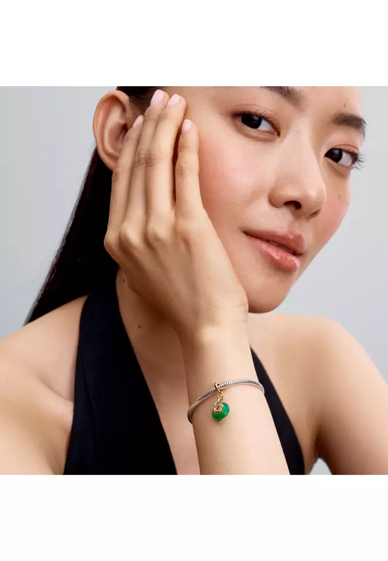 Snake Green Murano Glass Dangle Charm