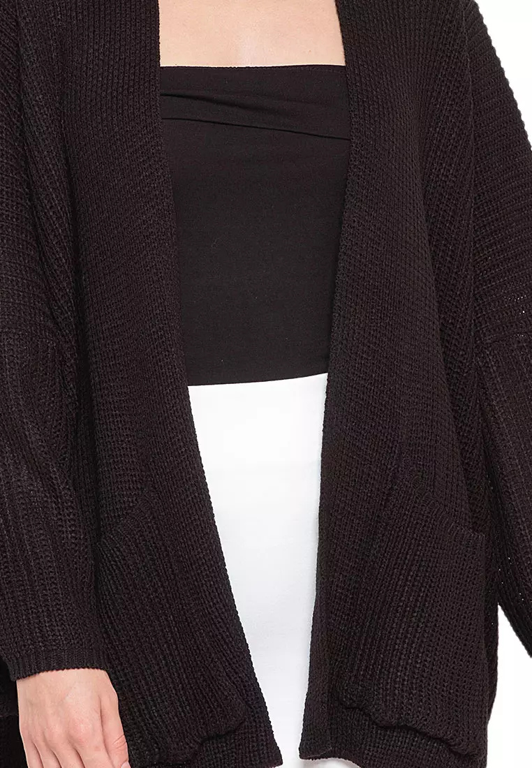 Yoluta Kardigan Oversize Atasan Wanita Long Sleeves Premium Quality - Hitam