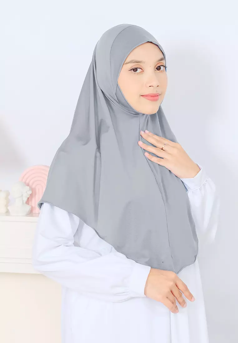 Kalea Instan | Bergo Dagu Non Pad | Hijab Instan Kerudung - Silver