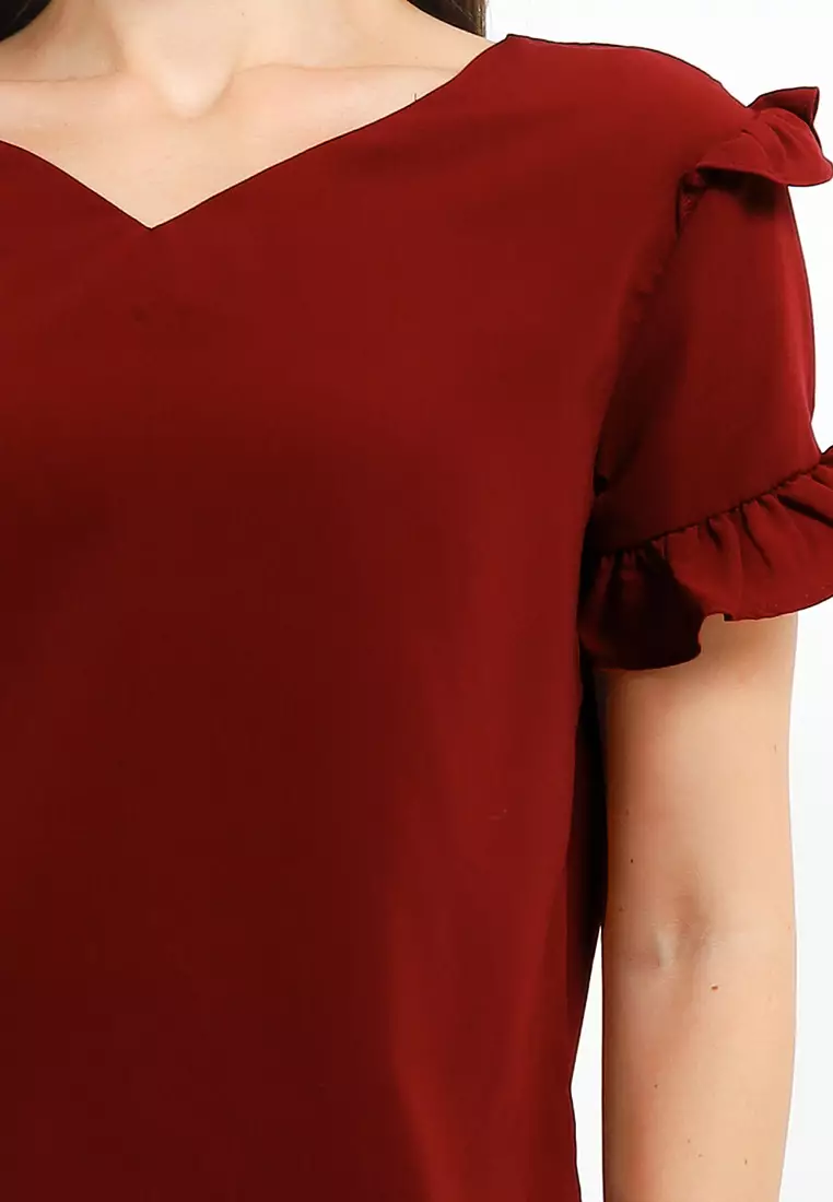 V-Neck Ruffle Blouse