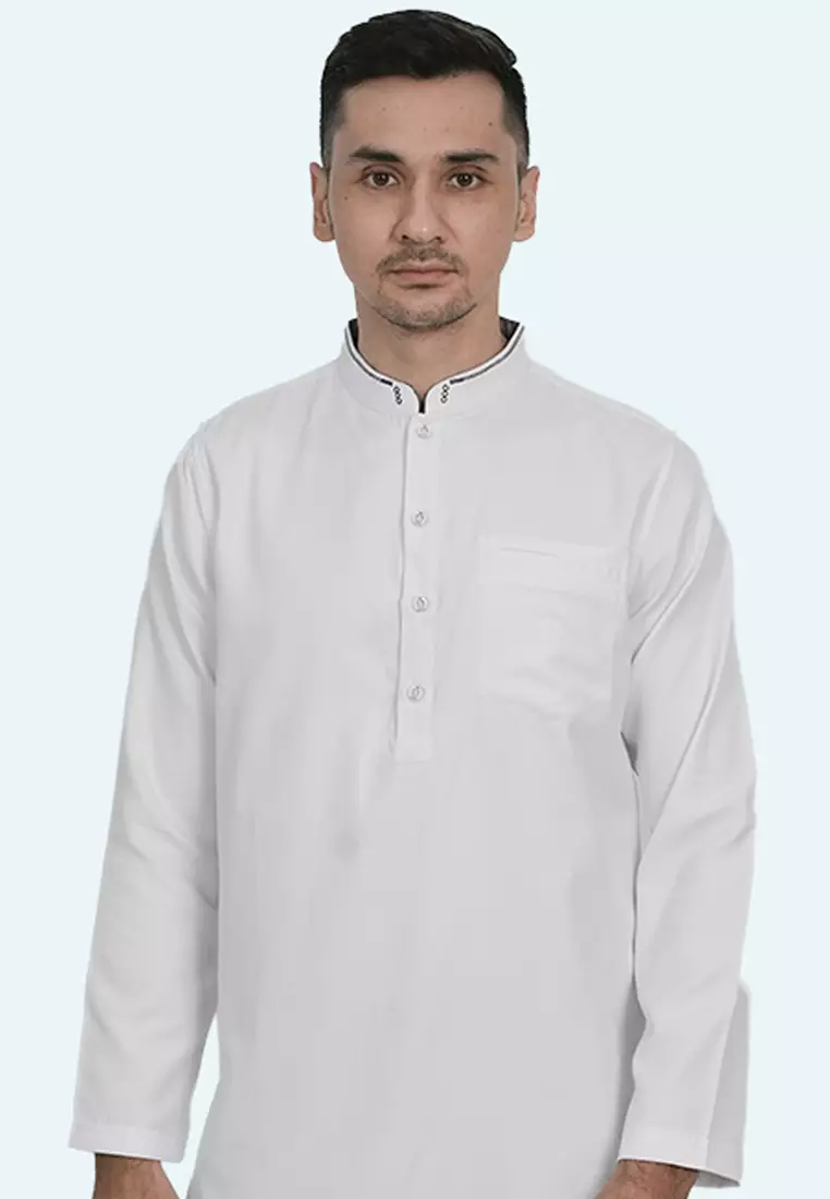 LGS - Kemeja Koko Pria - Reguler Fit - Kerah Shanghai - Putih - Lengan Panjang - CSH.283.S2071K.444.C-L/S