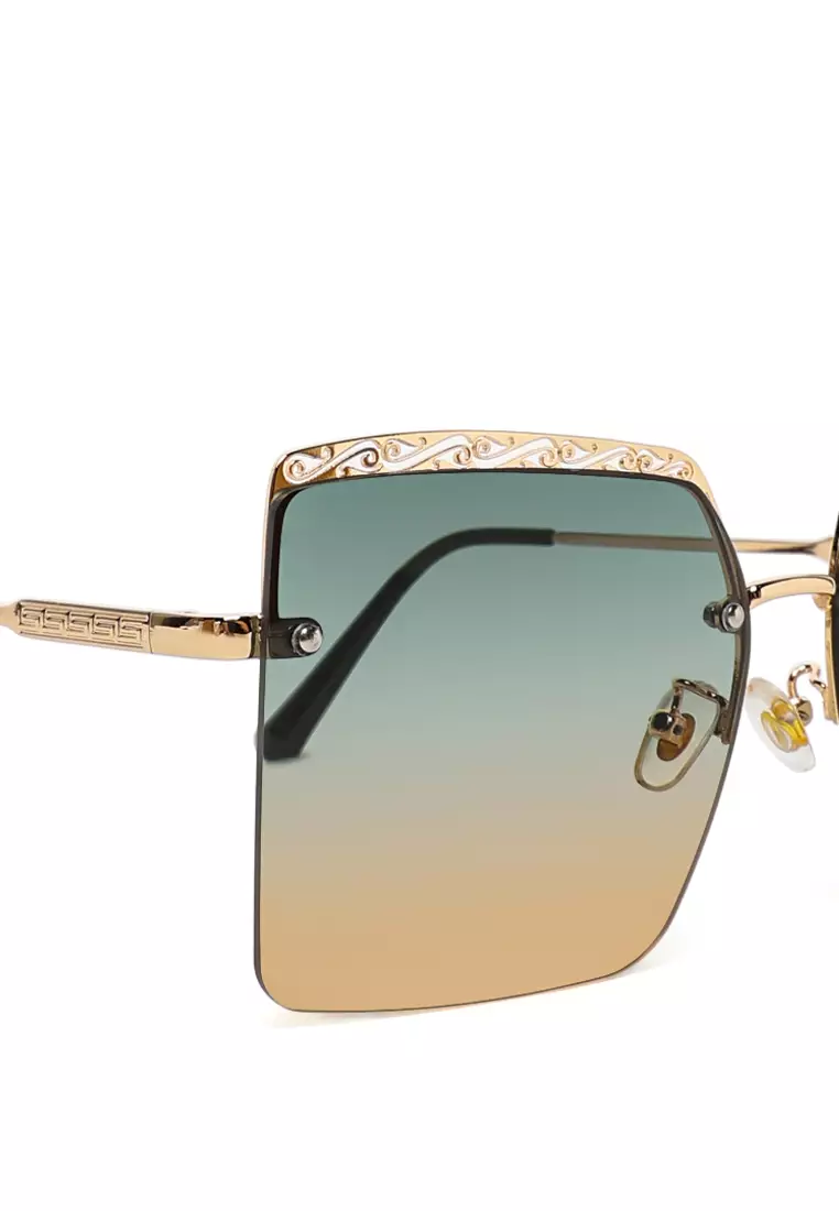Ombre Tinted Funky Sunglasses In Green/Gold