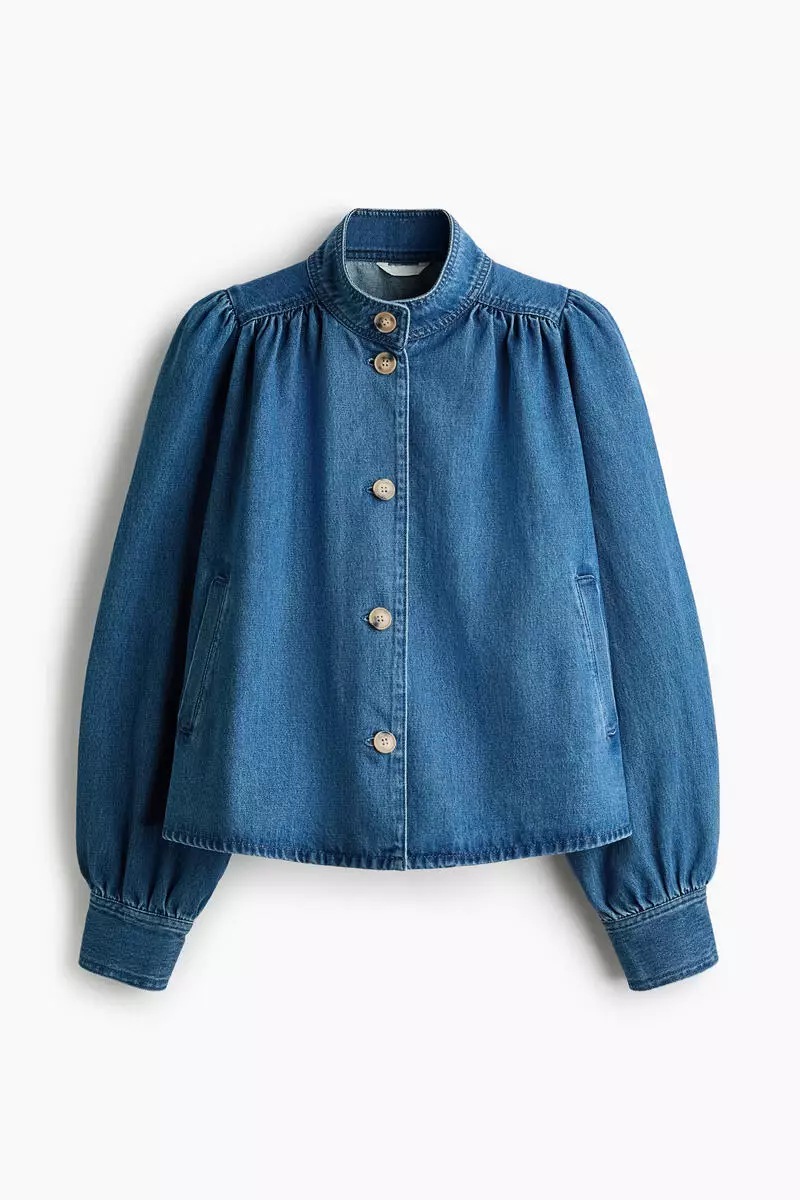Puff-sleeved twill jacket