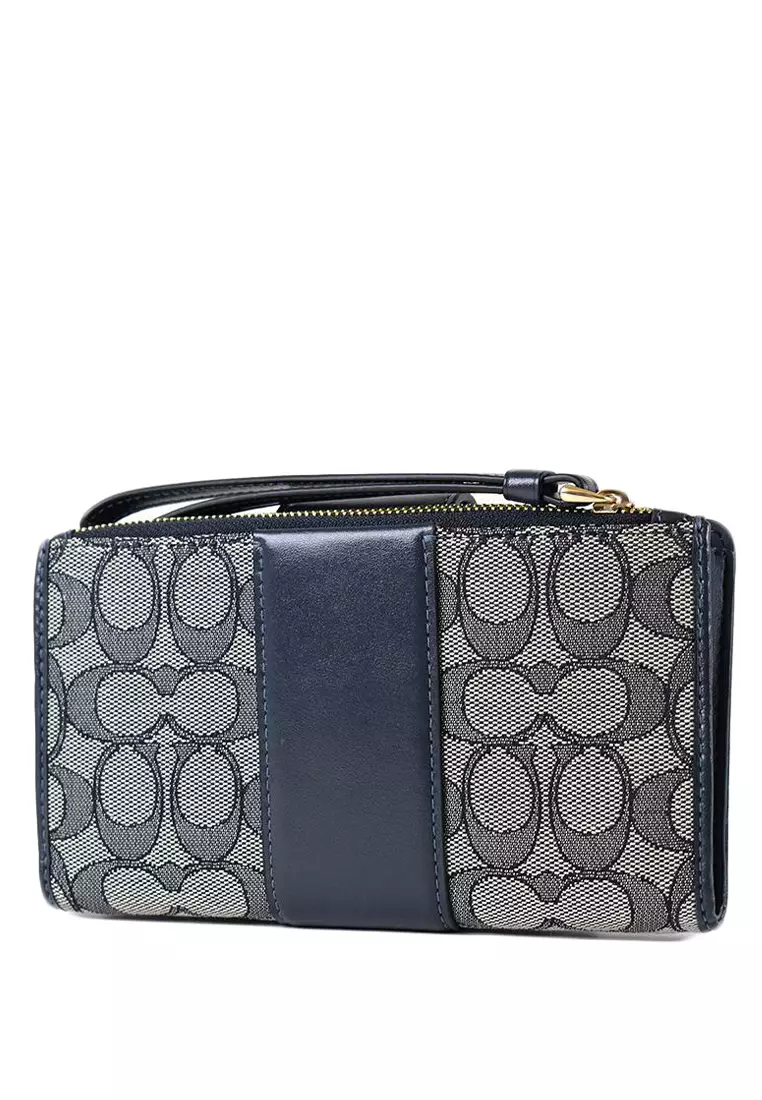 Phone Wallet in Signature Jacquard - Midnight Navy