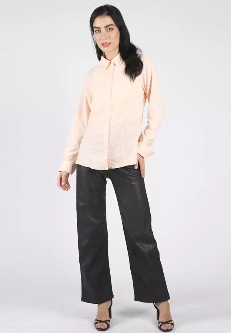 Kemeja Lengan Panjang Pierre Cardin Wanita Double Cuff Serena Check