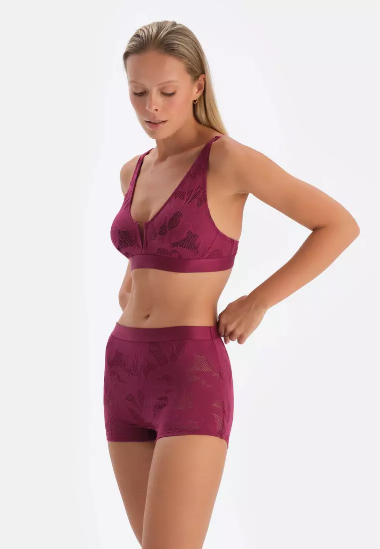 Damson Boxer, Floral Printed, Short Leg, Underwear for Women