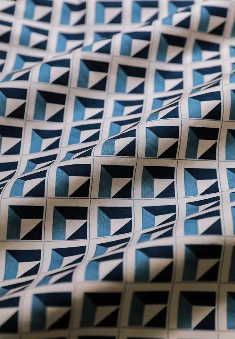 MOC - Kemeja Motif Lengan Pendek Pria Peter - Navy