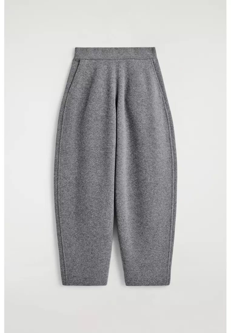 MERINO WOOL BARREL-LEG TROUSERS