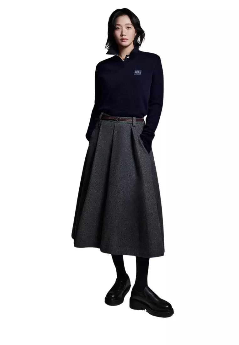 Raccoon Blended V Neck Square Logo - Navy