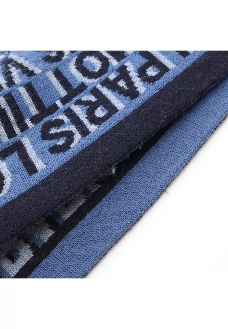 Pre-Loved Louis Vuitton Écharpe LV Tag Scarf wool Navy blue