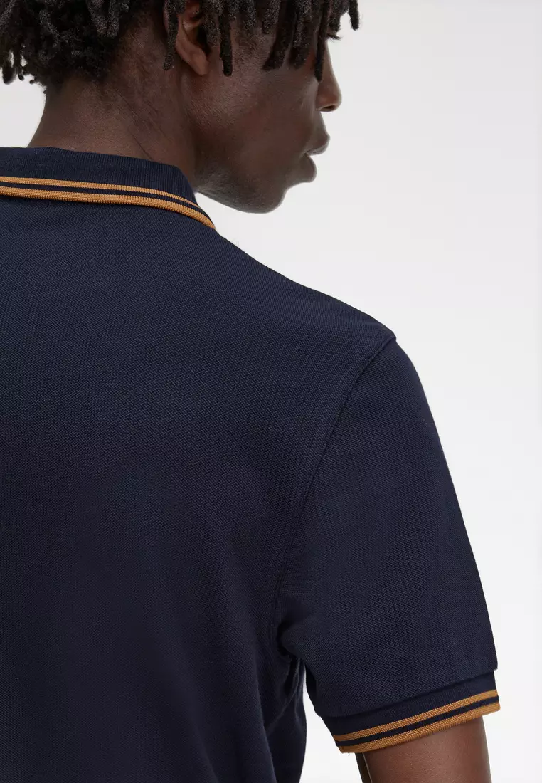 Fred Perry M3600 Twin Tipped Fred Perry Shirt (Navy / Dark Caramel / Dark Caramel)