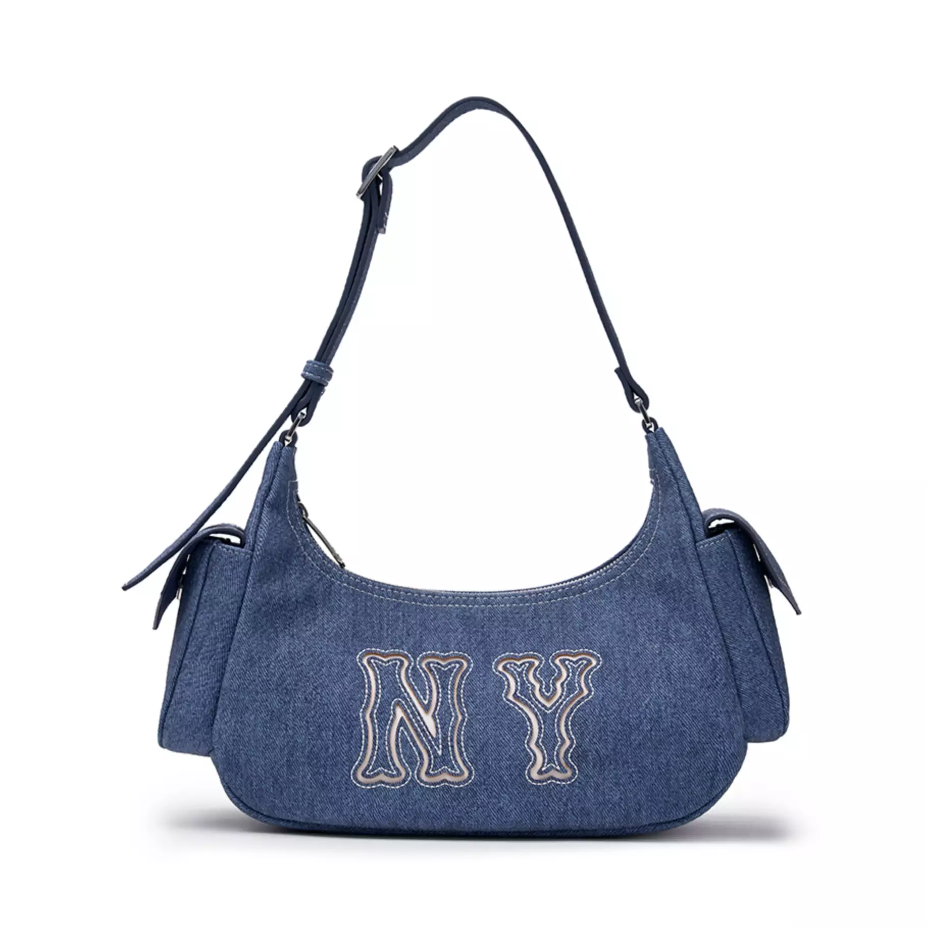 MLB BASIC MEGA LOGO POCKET DENIM HOBO BAG NEW YORK YANKEES