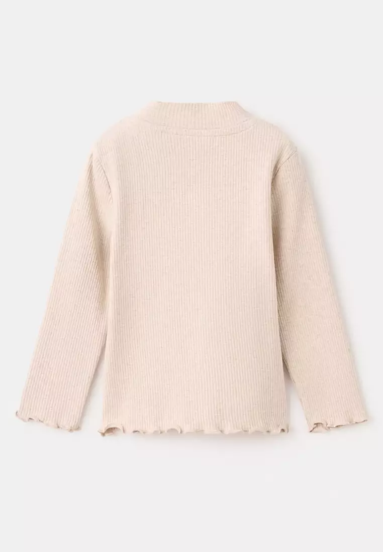 Ribbed High Neck T-Shirt