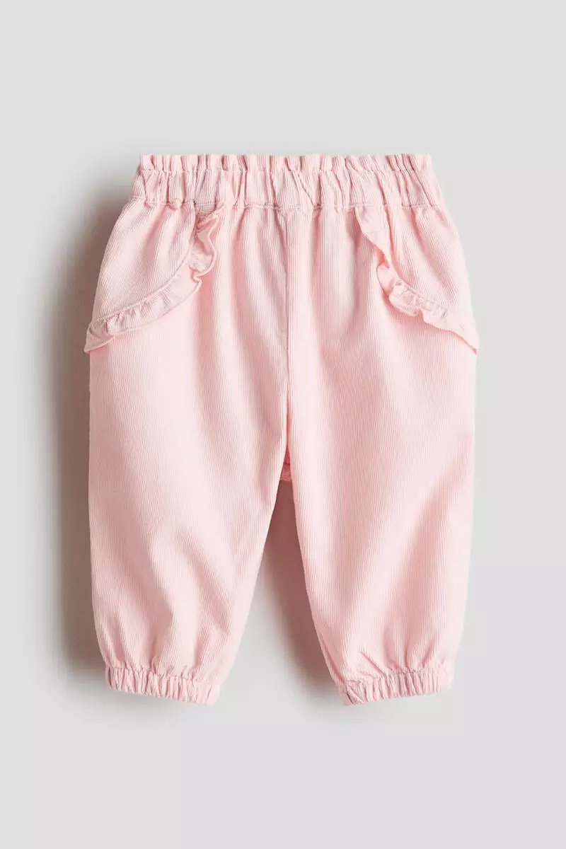 Frill-trimmed corduroy trousers