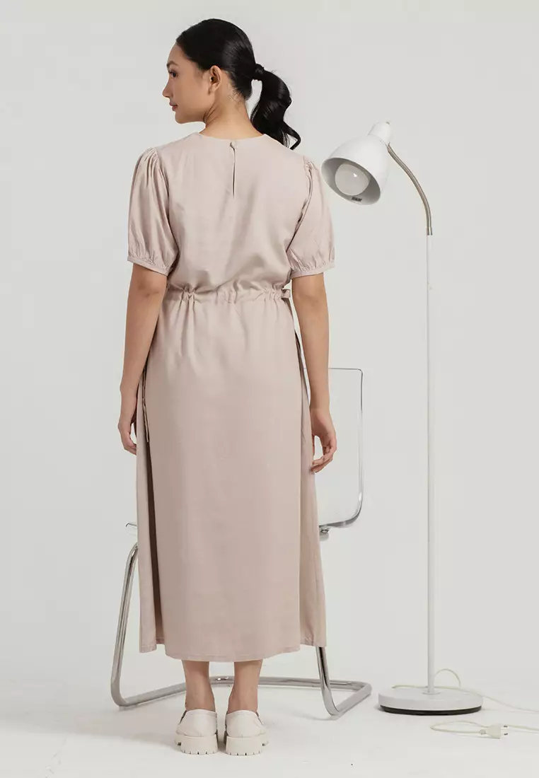 Ellery Drawstring Dress in Sand
