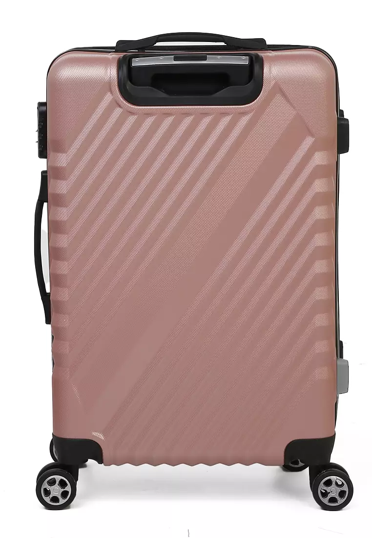 Isvara Tas Koper Hardcase Fiber One Set Unisex Large Compartment Suitcase Code Lock System Material ABS+PVC Coated ORIGINAL - Pink