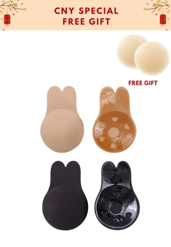 Kiss & Tell black and beige CNY SPECIAL 2 Pack Dahlia Breast Lift Up Nubra in Nude and Black Seamless Invisible Reusable Adhesive Stick On Bra 隐形聚拢胸 8FE5DUS7484DF9GS_1