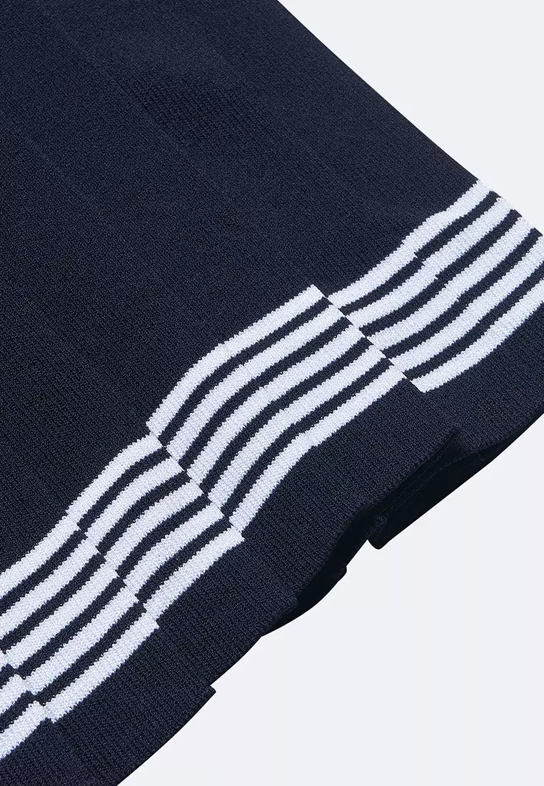 WOMEN'S K-SWISS LOGO STRIPED PLEATED MIDI SKIRT