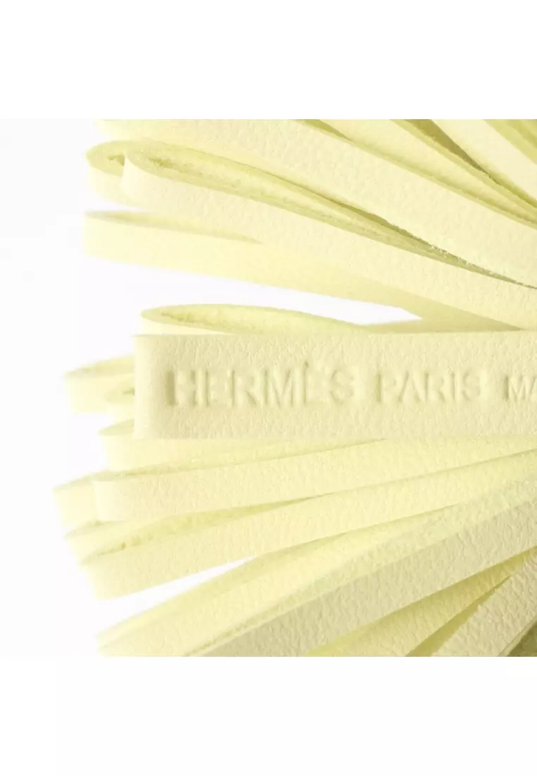 Pre-Loved Hermès carmen Jaune Milton bag charm key ring Aagneau Light yellow silver hardware W engraved