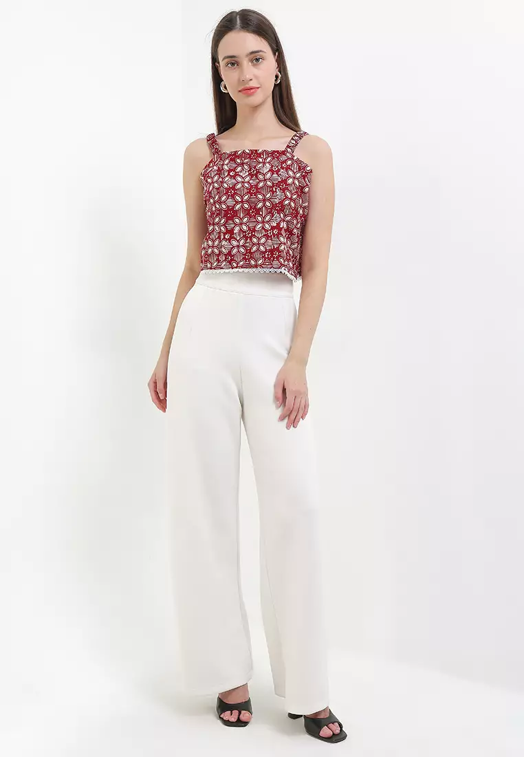 Sleeveless Inner Top Atasan Wanita Basic Kawung Red Tanpa Lengan