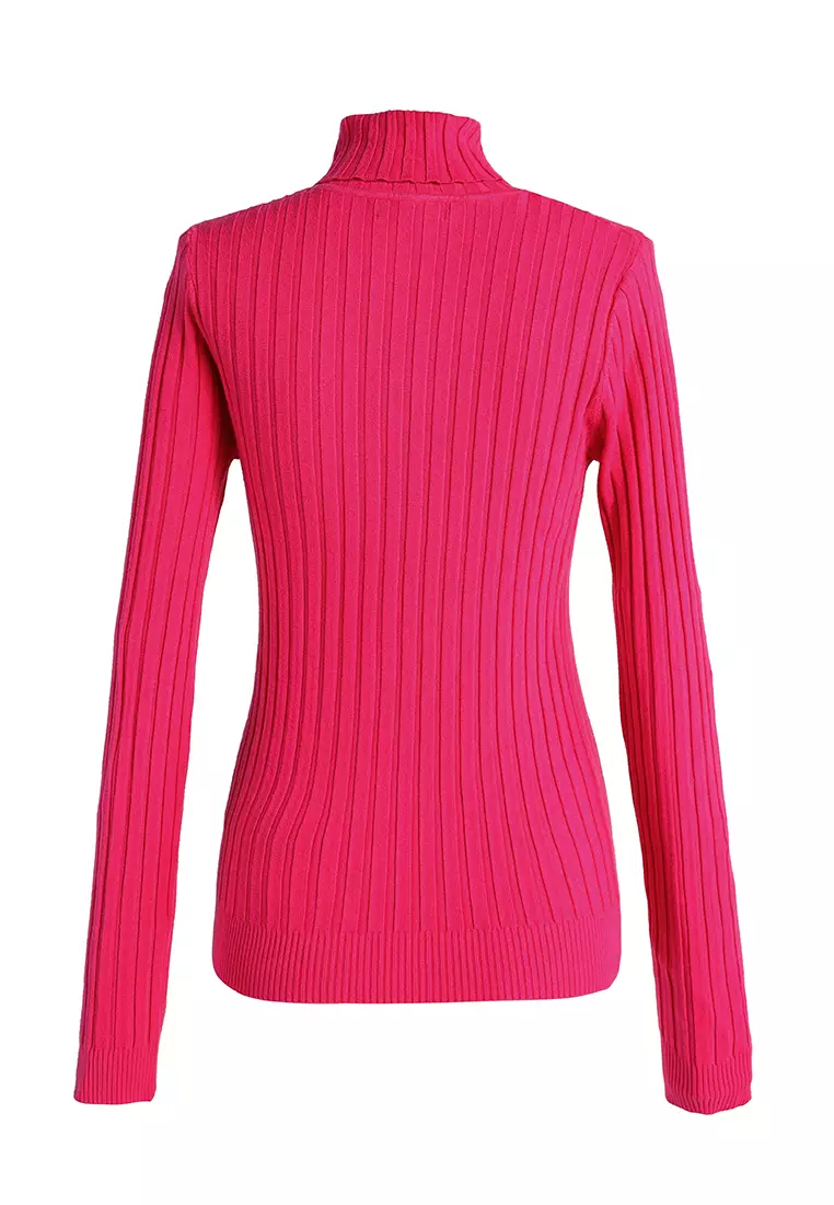 Fuchsia pink clearance roll neck jumper