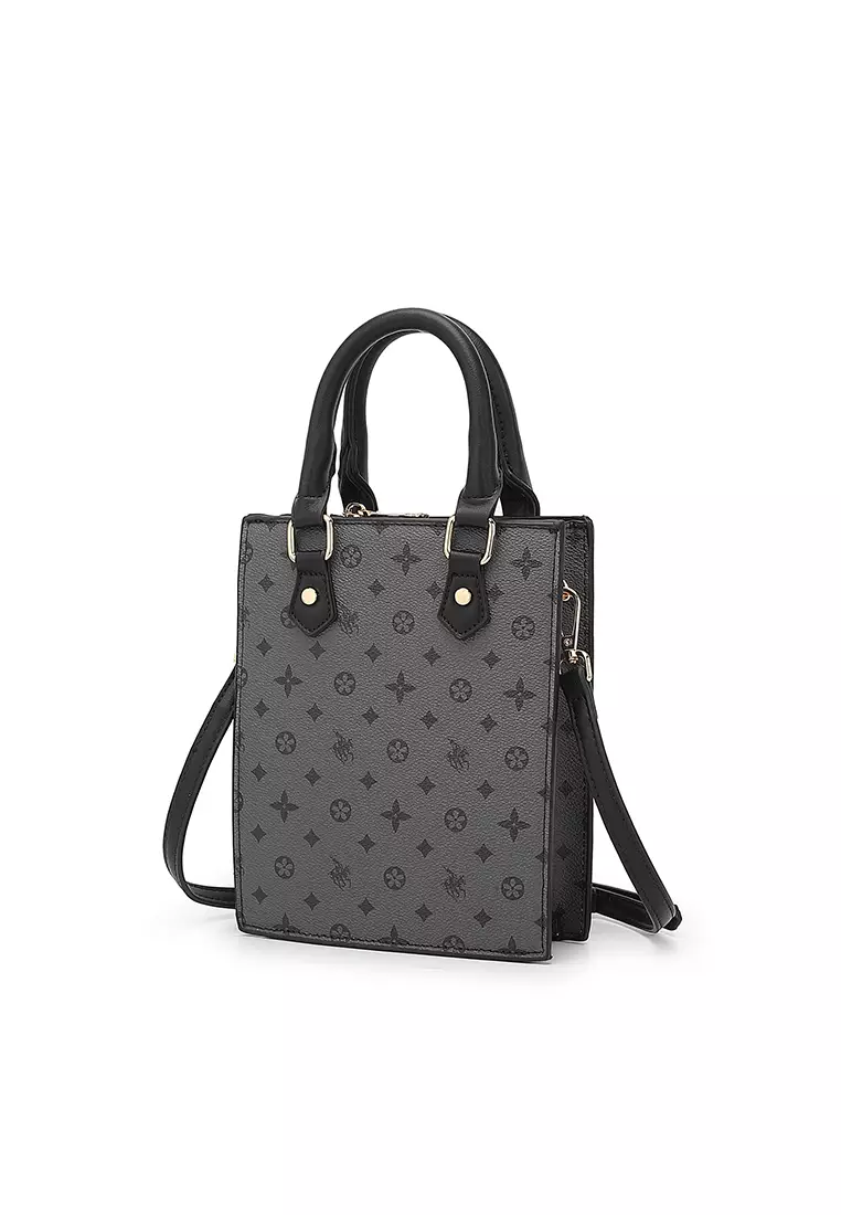 Women's Monogram Top Handle Bag / Sling Bag / Crossbody Bag (Tas Selempang / Tas Tangan) - Hitam