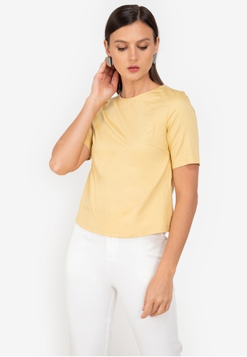 ZALORA WORK yellow Back Detail Top 9A0F7AABEC0C6EGS_1