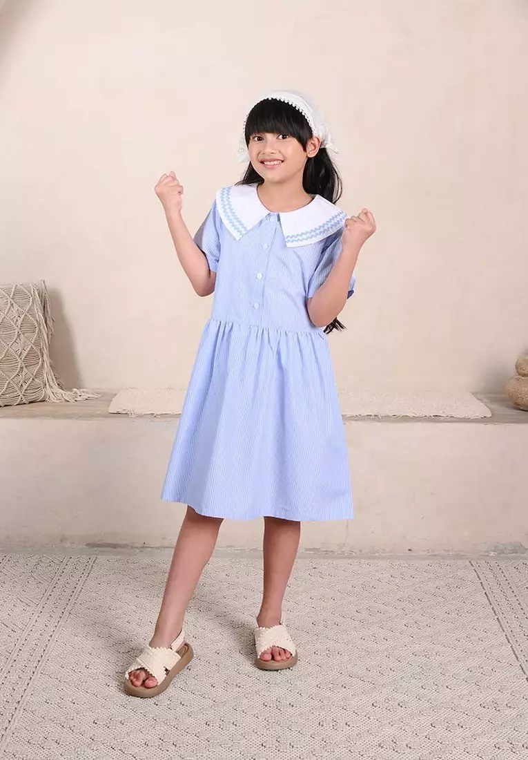 3Second Kids Girl's Stripe Mini Dress Cotton Woven HP-C080225